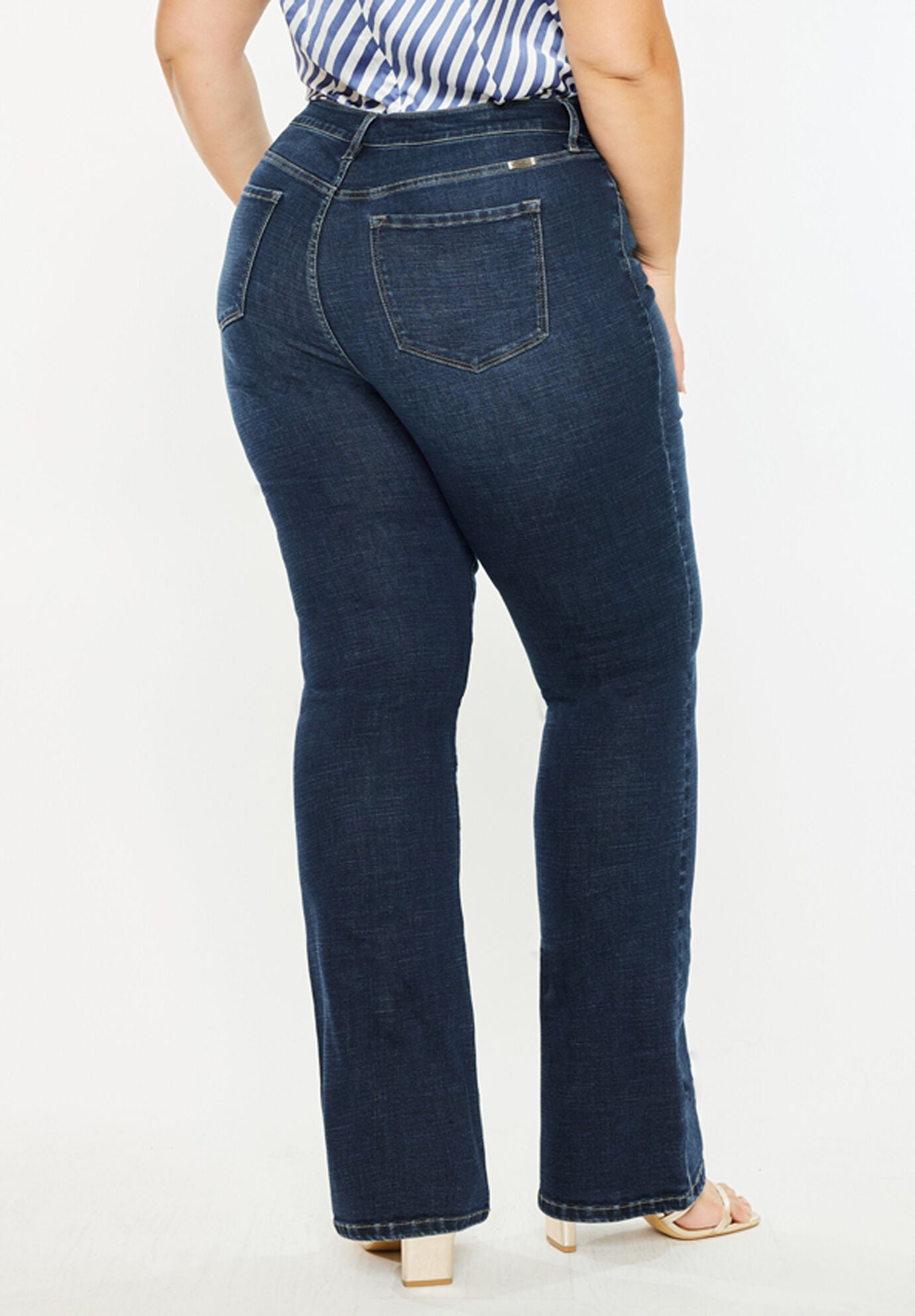 Avery Essentials High Rise Bootcut Jeans (Plus Size), Dark Wash / Dark Wash, alternate image number 4