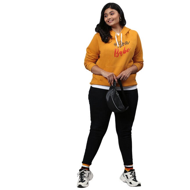Mustard "Boss Babe" Hooded Sweatshirt, Mustard / Mustard, alternate image number null
