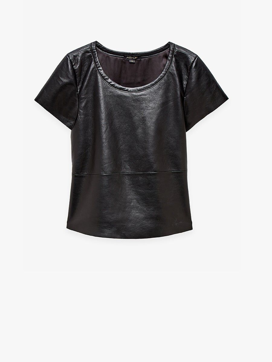 New Guard Recycled Leather Tee, Black / Black, hi-res image number 0