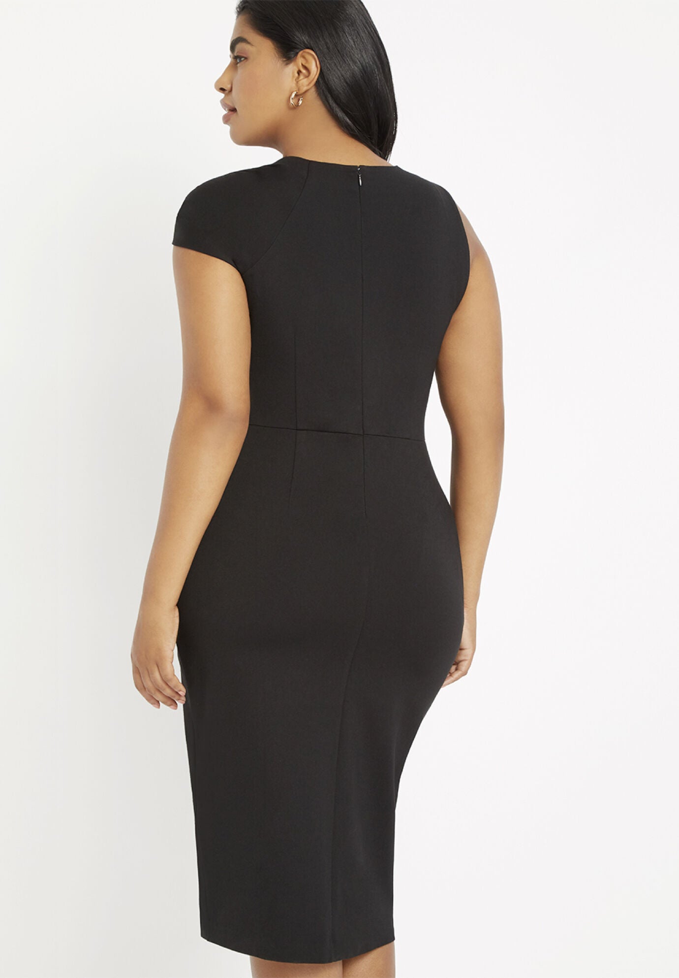 Twisted Shoulder Sheath Dress, Black / Black, alternate image number 1