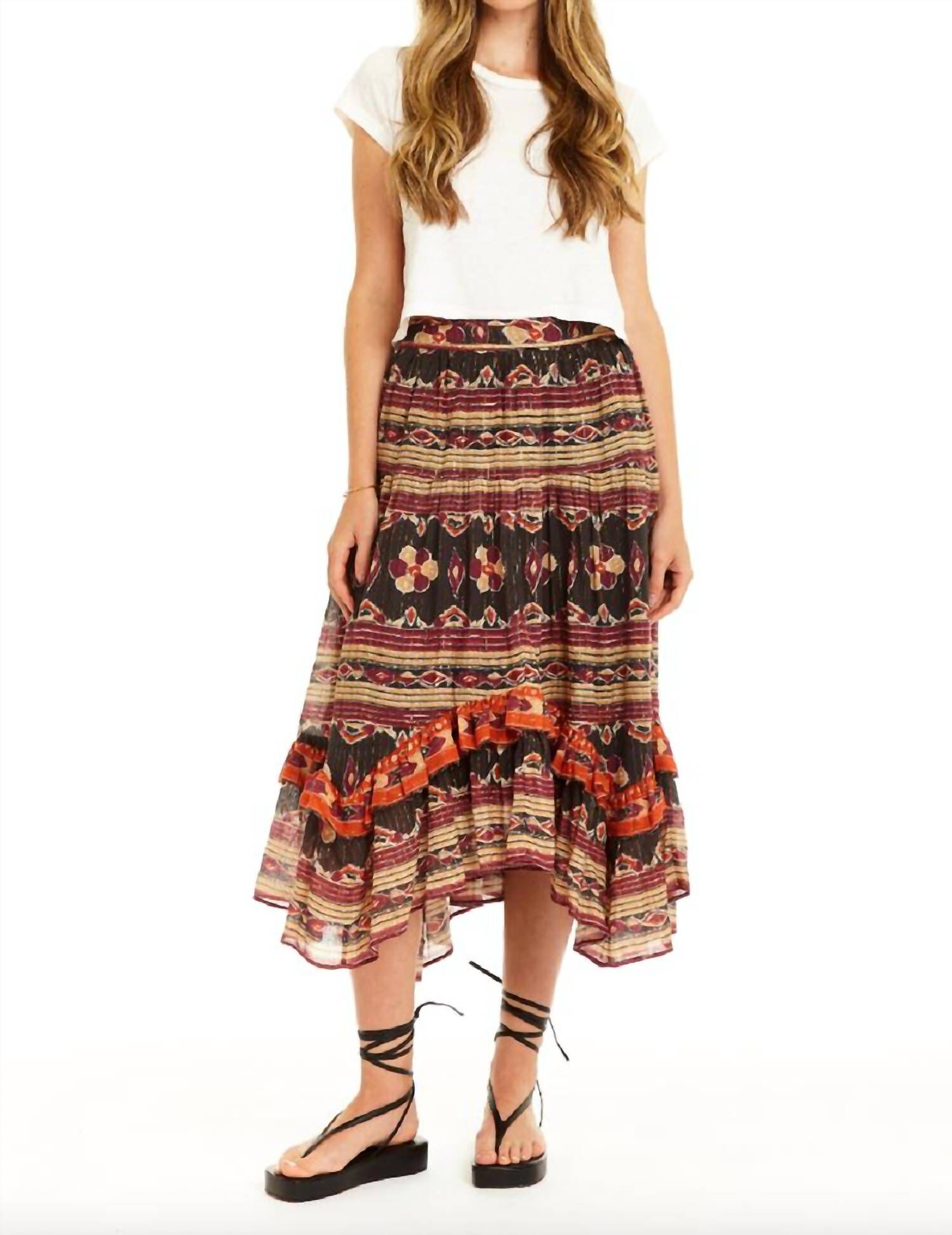 MIA MIDI SKIRT IN VERONIQUE BLACK, Veronique Black / Black, hi-res image number 0