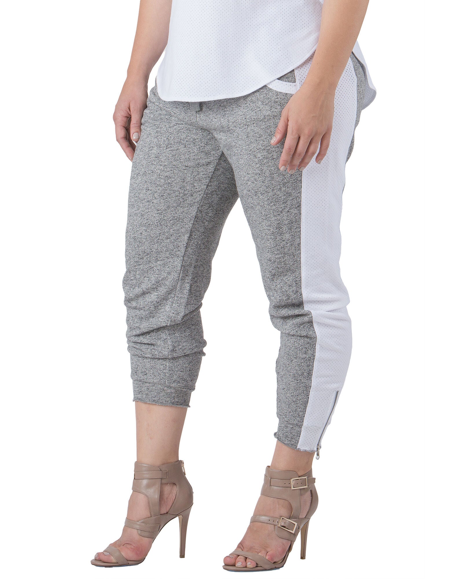 Sami French Terry Mesh Side Ankle Zip Pull On Jogger Pants, , alternate image number 7