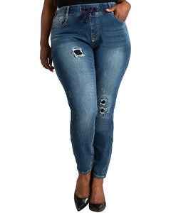 Lana Elastic Waist Destroyed Boyfriend Jogger Pants
