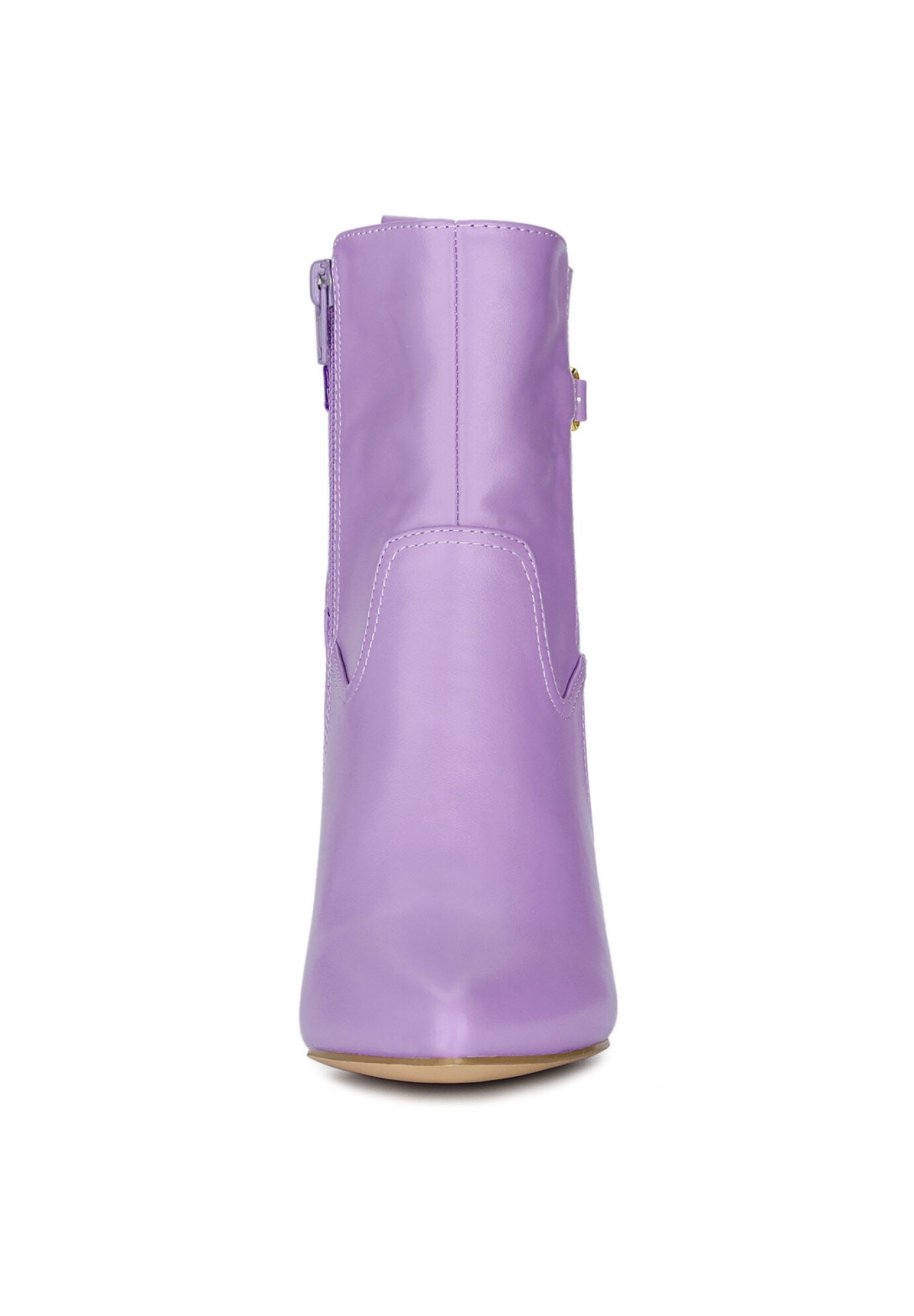 Pointed Toe Chunky High Heels Ankle Boots, Purple / Purple, alternate image number 1
