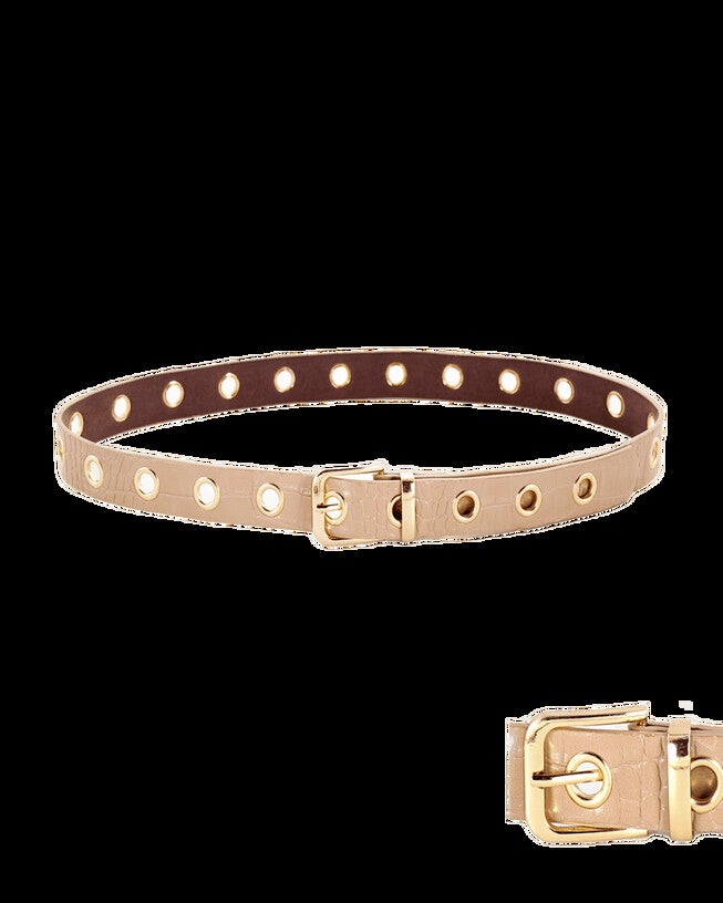 Adjustable Gromments Belt Brown, BROWN / Brown, hi-res image number null