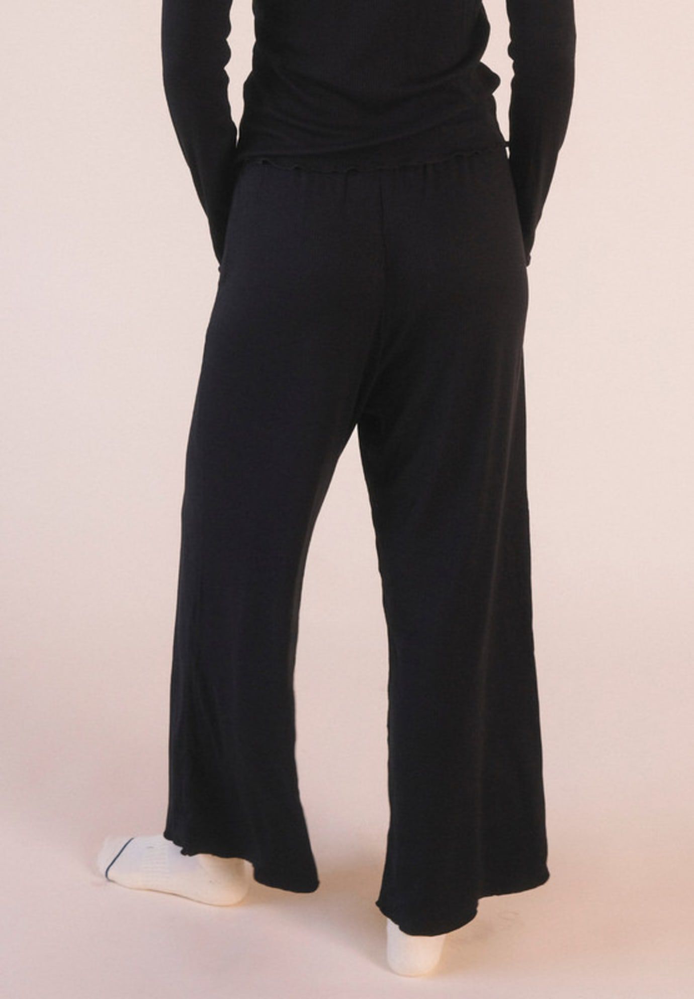 Hedy Ribbed Modal Lounge Pant, Black / Black, alternate image number 1