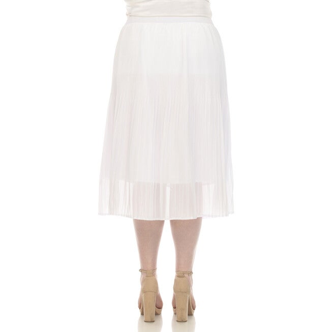 Chiffon Pleated Midi Skirt, White / White, alternate image number 3