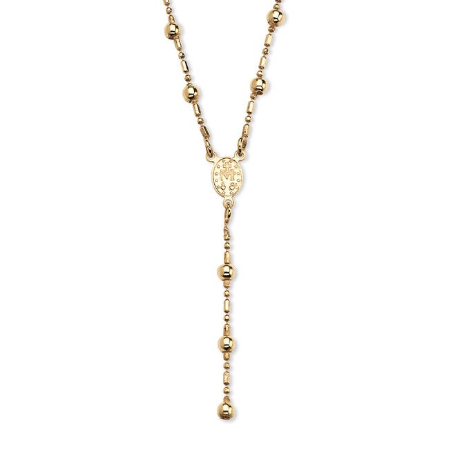 Rosary Style Necklace in Gold-Plated Sterling Silver, Yellow / Yellow, alternate image number null