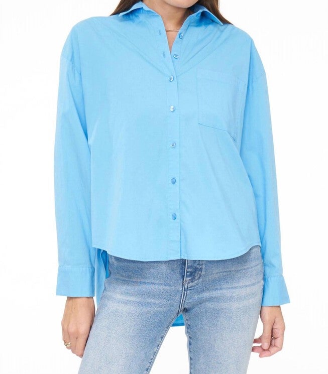 SLOANE LONG SLEEVE OVERSIZED BUTTON DOWN SHIRT IN CAMPANULA BLUE, Campanula Blue / Light Blue, hi-res image number 0