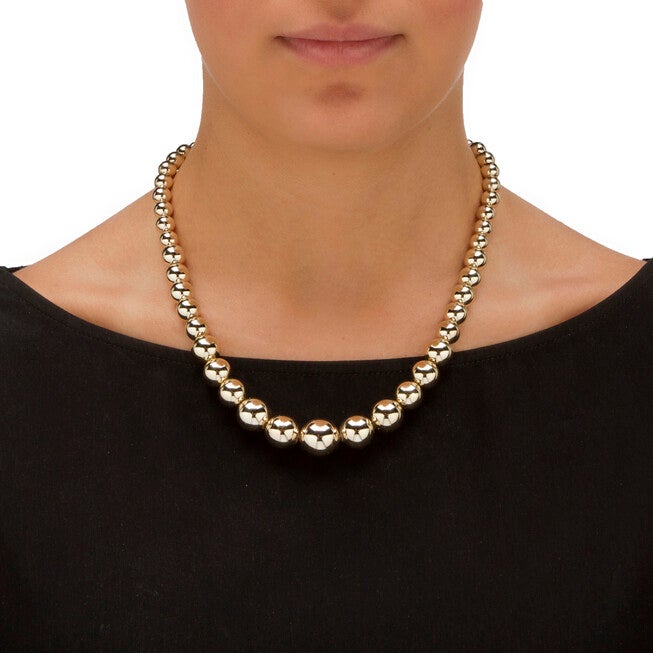2 Piece Graduated Beaded Necklace and Drop Earrings Set in Yellow Goldtone 18 inches, , alternate image number 8