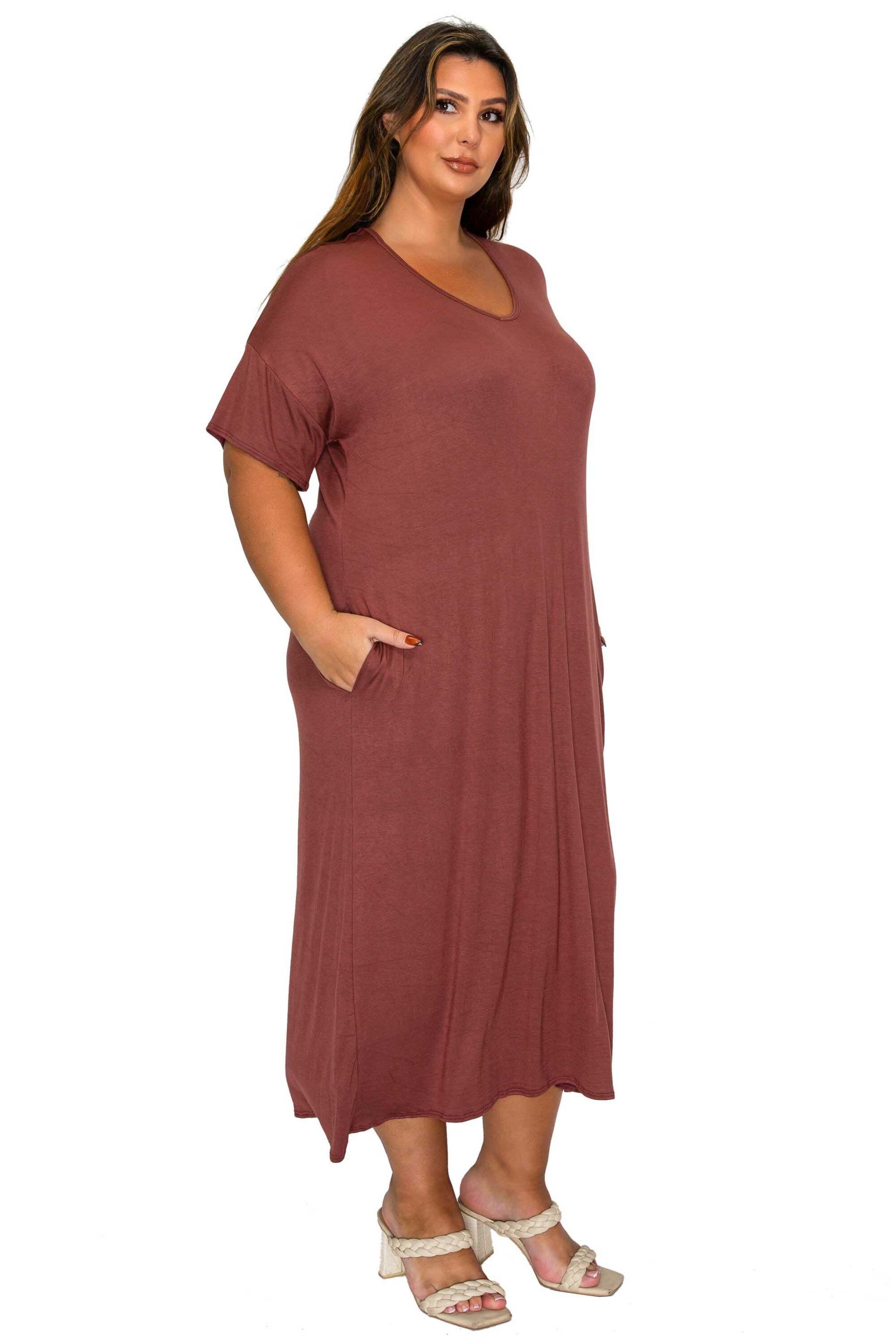 Olivia Pocket Midi Dress, Lt Brown / Brown, alternate image number 1