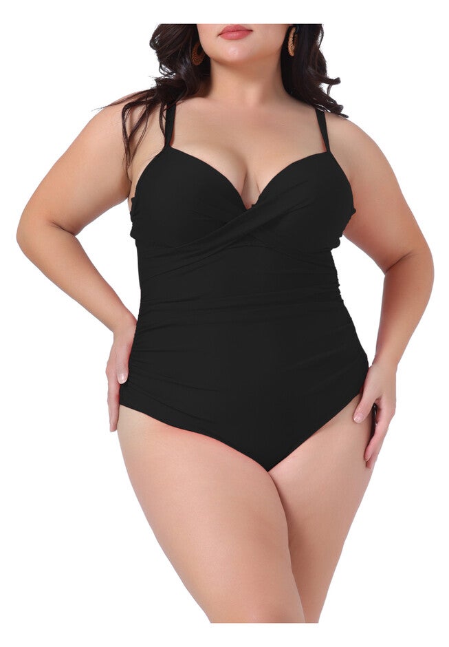 Summer Bikini Bathing Suit Ruched Padded Slim Fit Swimsuit, Black / Black, alternate image number null