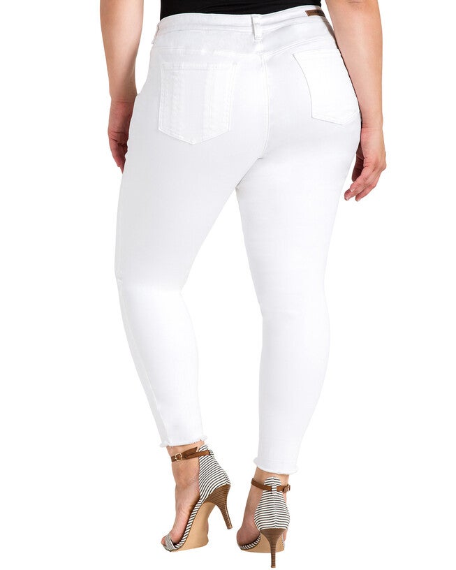 Virginia Plus Size Released Hem White Skinny Jeans, , alternate image number 6