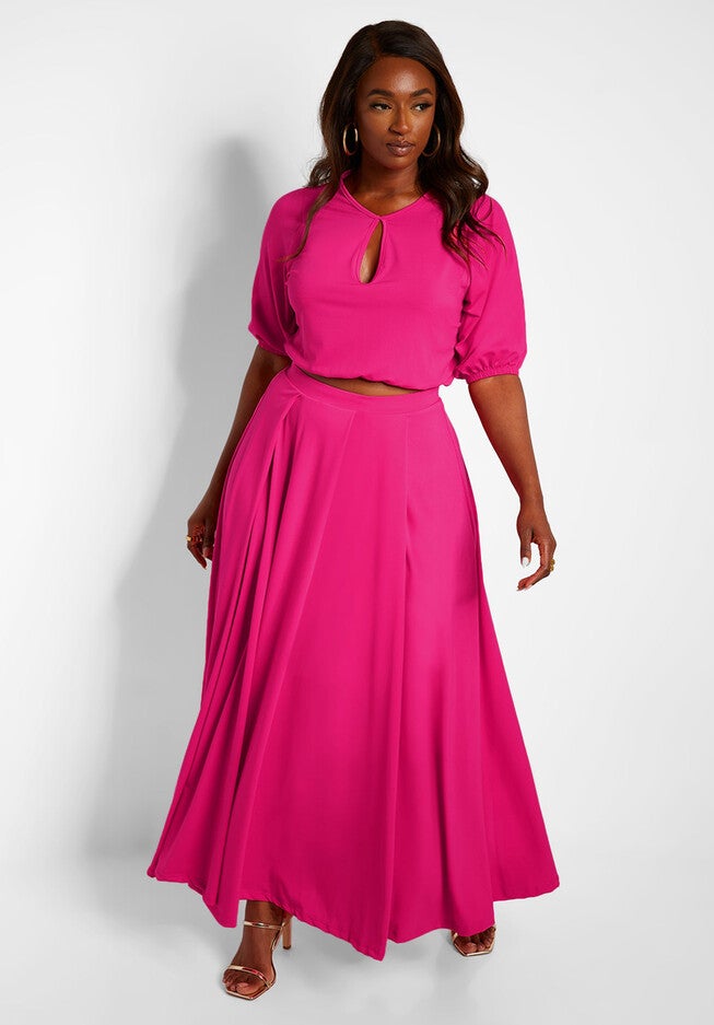 Twyla Tie Front Crop Top, Fuchsia / Deep Fuchsia, hi-res image number 0
