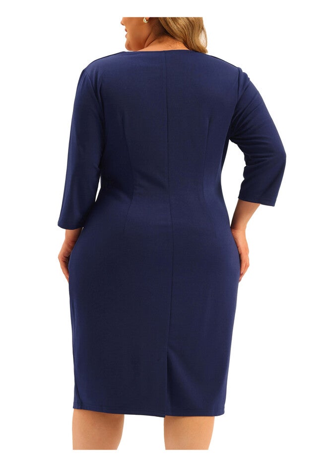 Square Neck Ruched Bodycon Sheath Dress, Royal Blue / Royal Blue, alternate image number 3