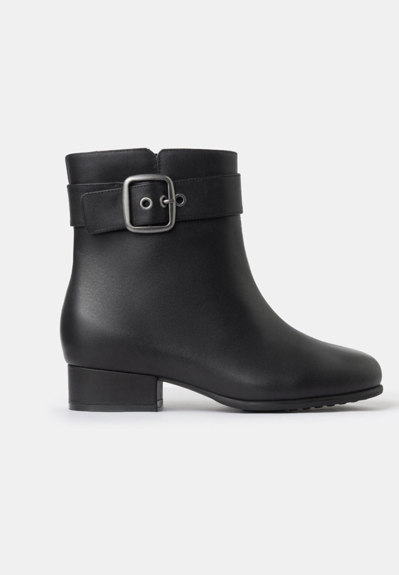 Zoe Mid Heel Buckle Booties, Black / Black, hi-res image number 0
