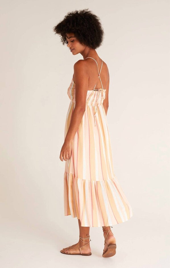 JAZMIN STRIPED MAXI DRESS IN ORANGE MULTI, , alternate image number null