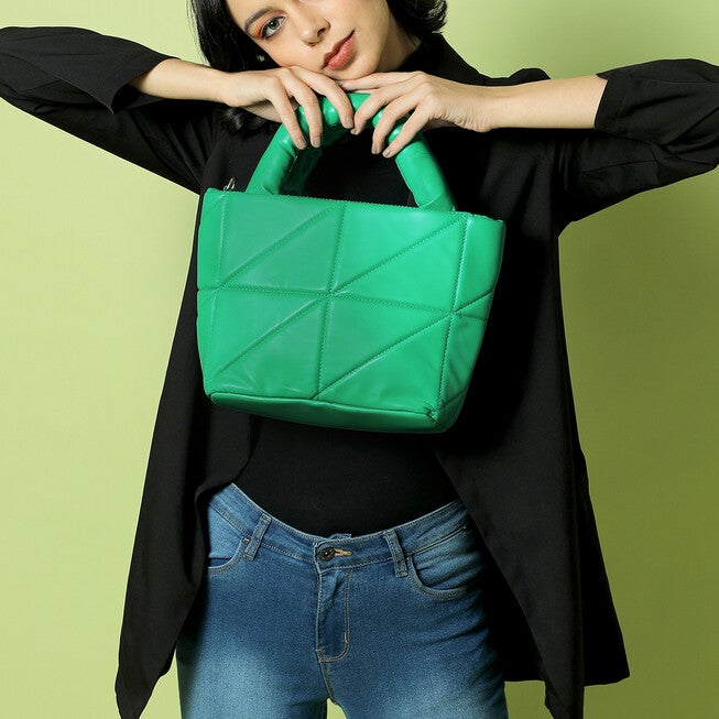 Haute Sauce Women's Puffer Handbag, Forest Green / Forest Green, alternate image number null
