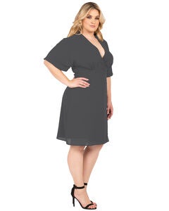 Plus Size Candice V-Neck Kimono Wrap Midi Dress