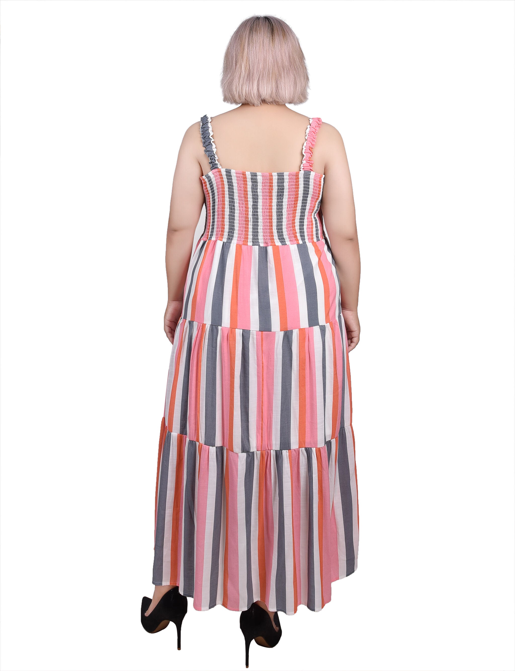 Smocked-Bodice Tiered Dress, , alternate image number 3