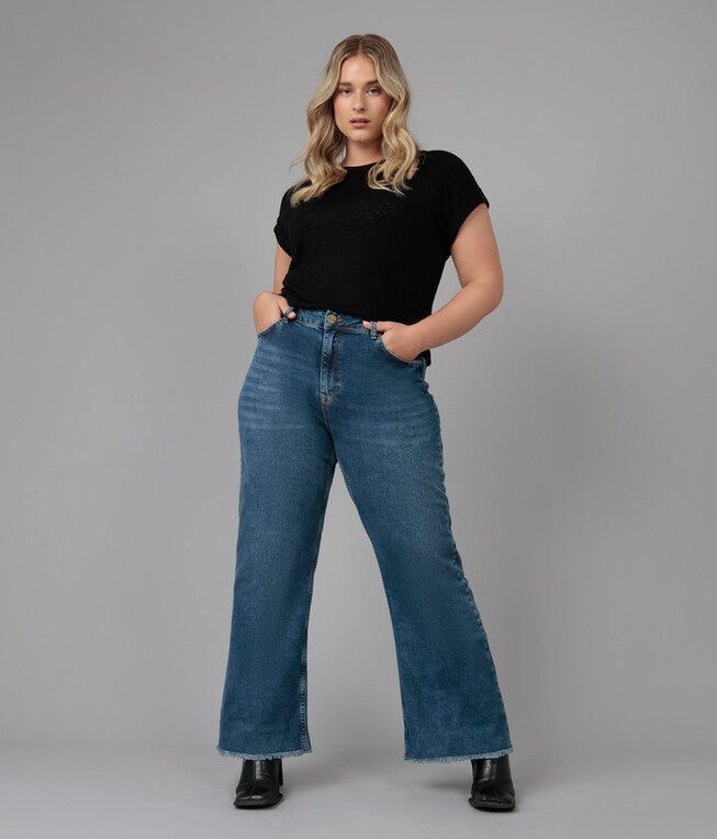 Women's Medium Wash High Rise Wide Leg Jeans, Dim Sky / Medium Wash, hi-res image number 0