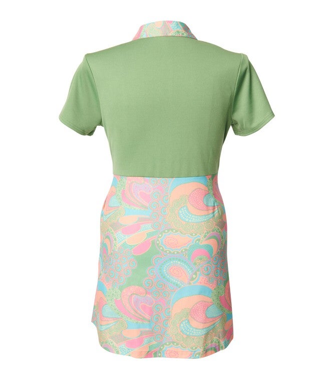Smak Parlour Green & Pink Paisley Mini Dress, , alternate image number null