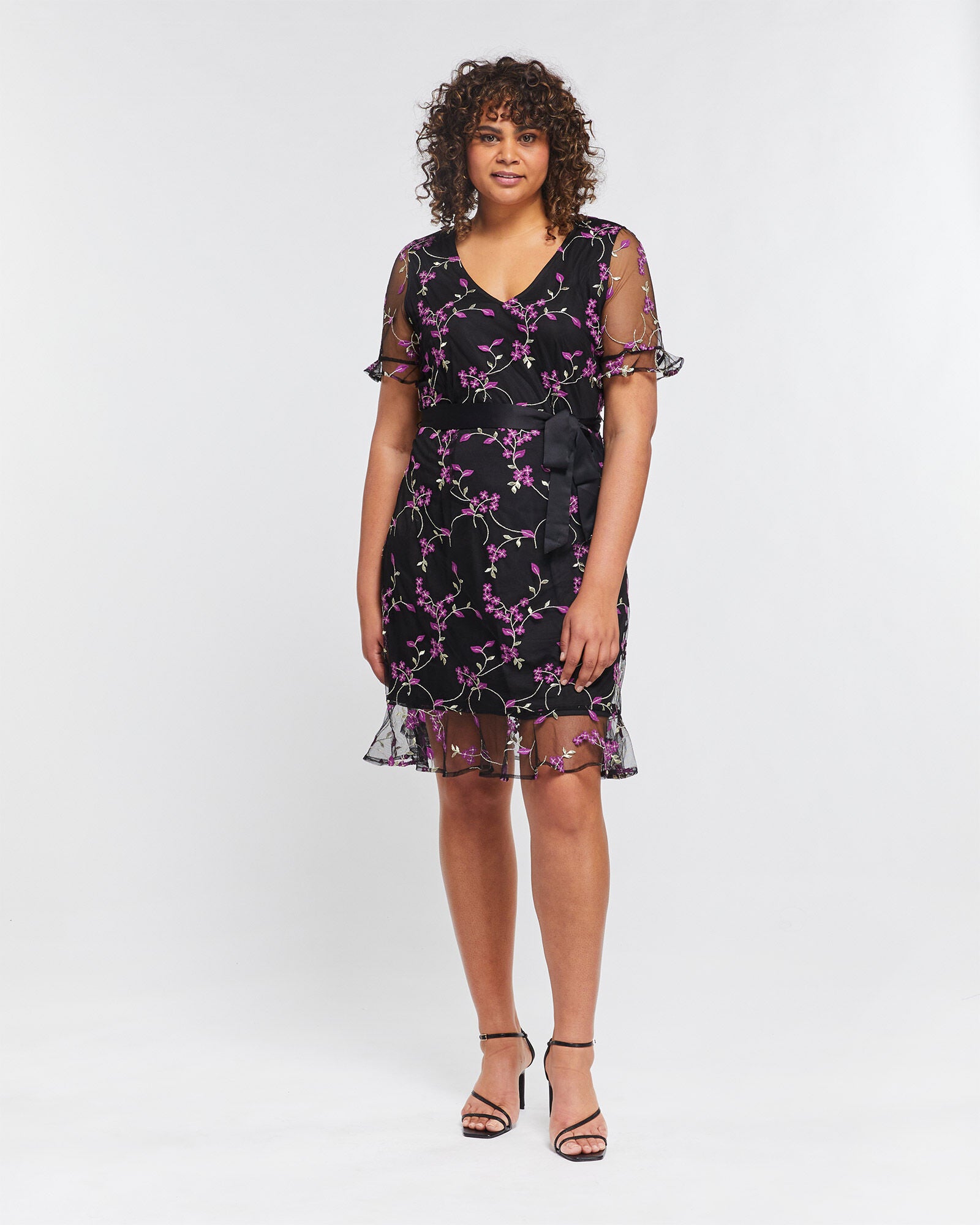 Lucy Mesh Dress, Print / Black, alternate image number 2