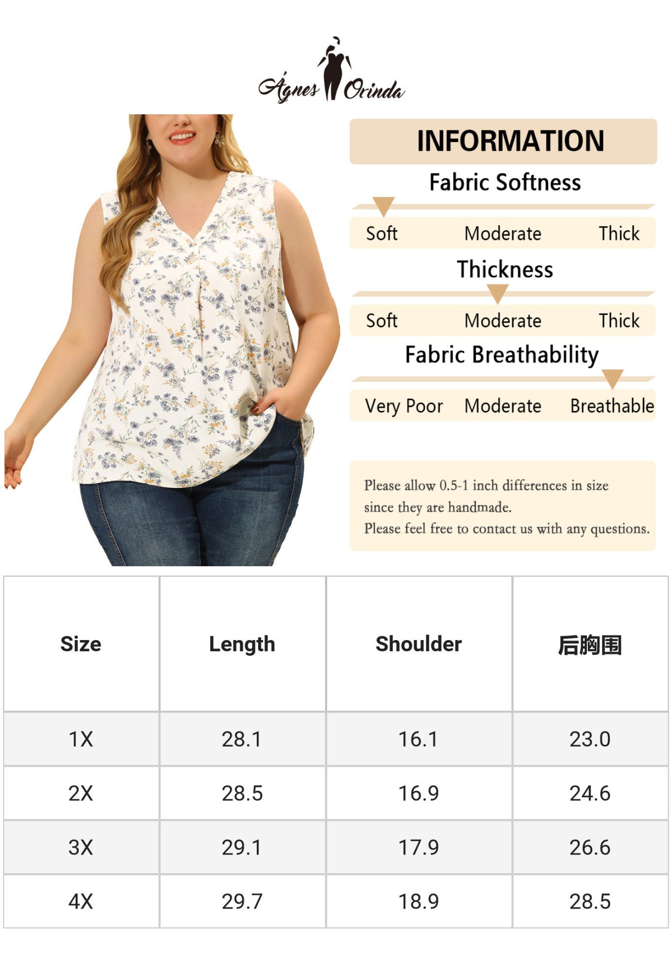 Floral Blouse Sleeveless Tank Top, White / White, alternate image number 4