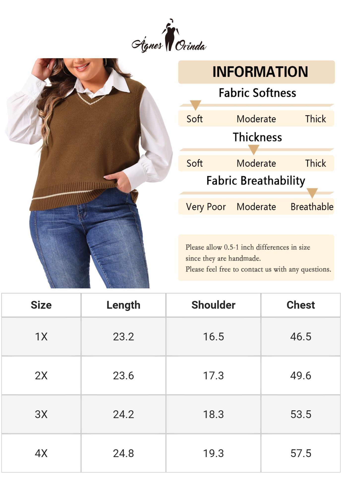 V Neck Stripe Cable Knit Pullover Sweater Vest, Brown / Brown, alternate image number 4