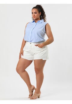 SLEEVELESS TOP SUMMER CASUAL BUTTON DOWN TANK SHIRT
