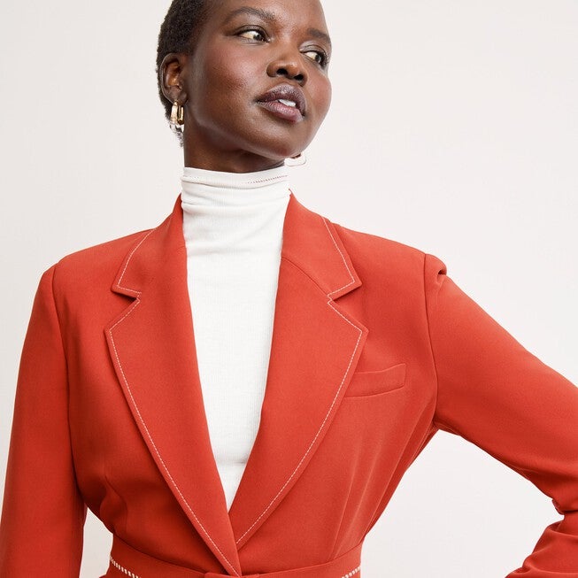Axam Layering Turtleneck - Contrast Organic Ribbed Pima Cotton, IvoryRed / White, alternate image number 5