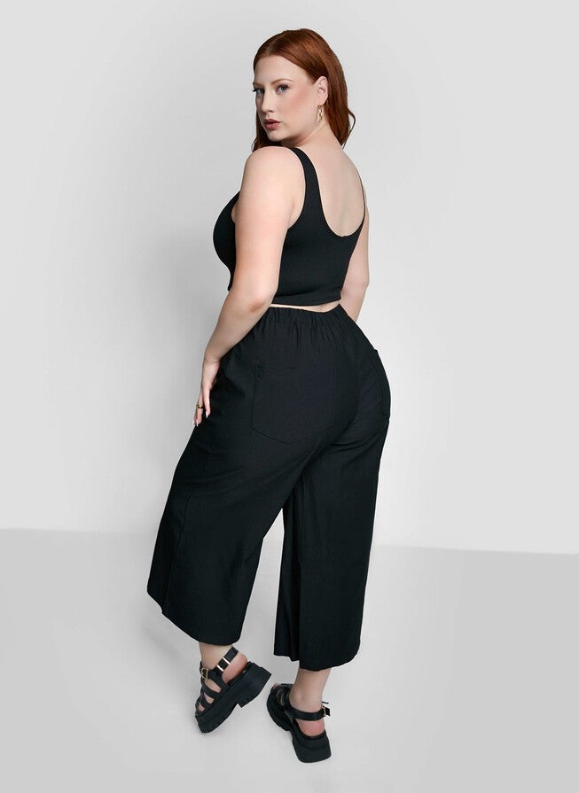 Essential Tank Crop Top, Black / Black, alternate image number 2