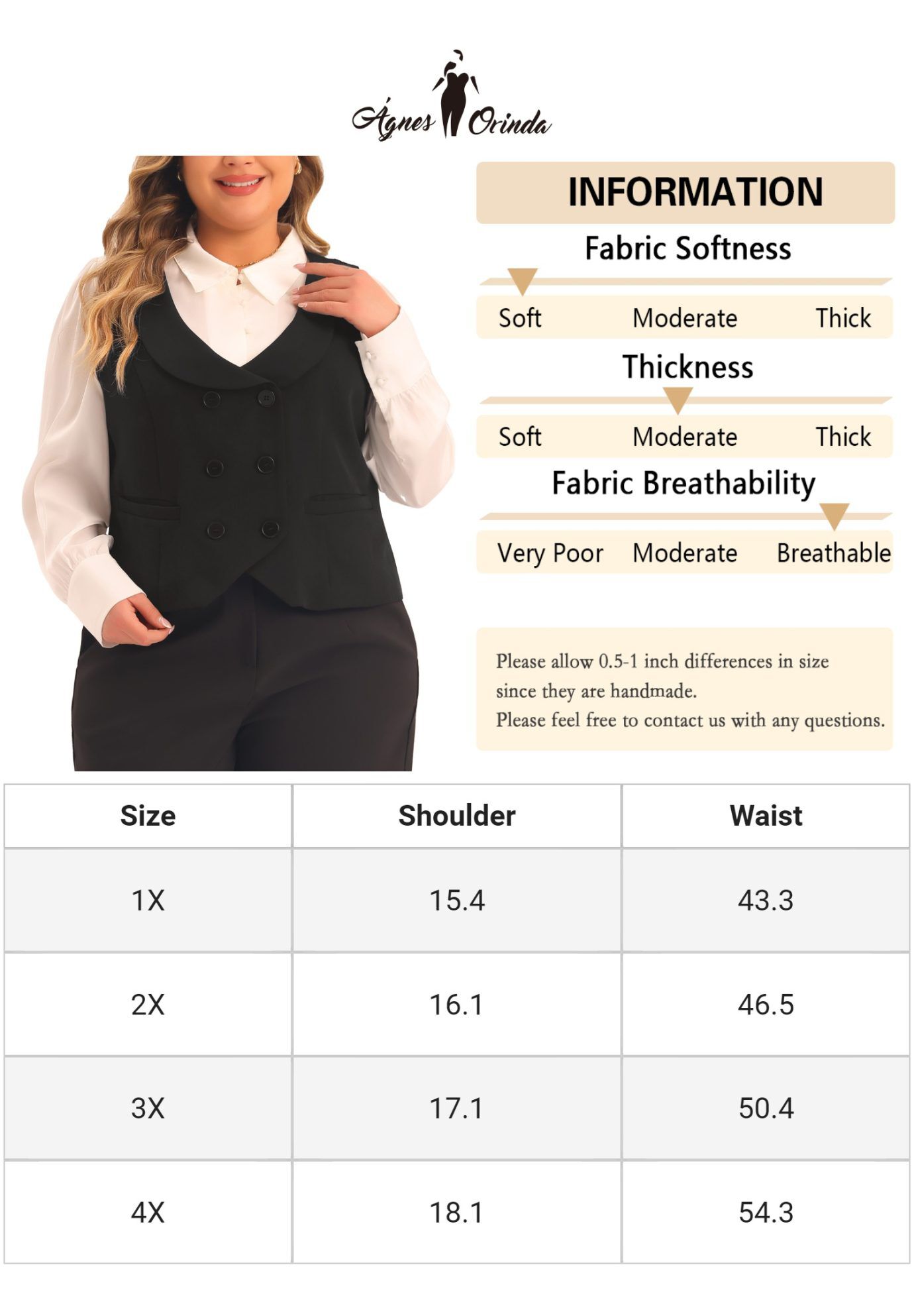 DOUBLE BREASTED LAPEL COLLAR DRESSY WAISTCOAT SUIT VEST, Black / Black, alternate image number 4