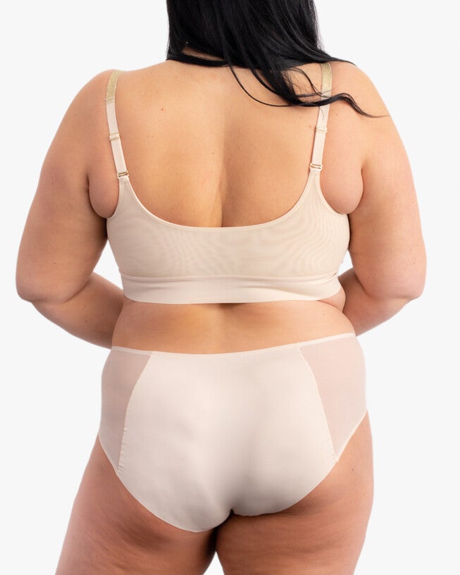 Soft Bra with Mesh, Smoke Grey / Cream, alternate image number 3