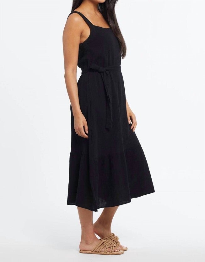 COTTON GAUZE DRESS IN BLACK, Black / Black, alternate image number null