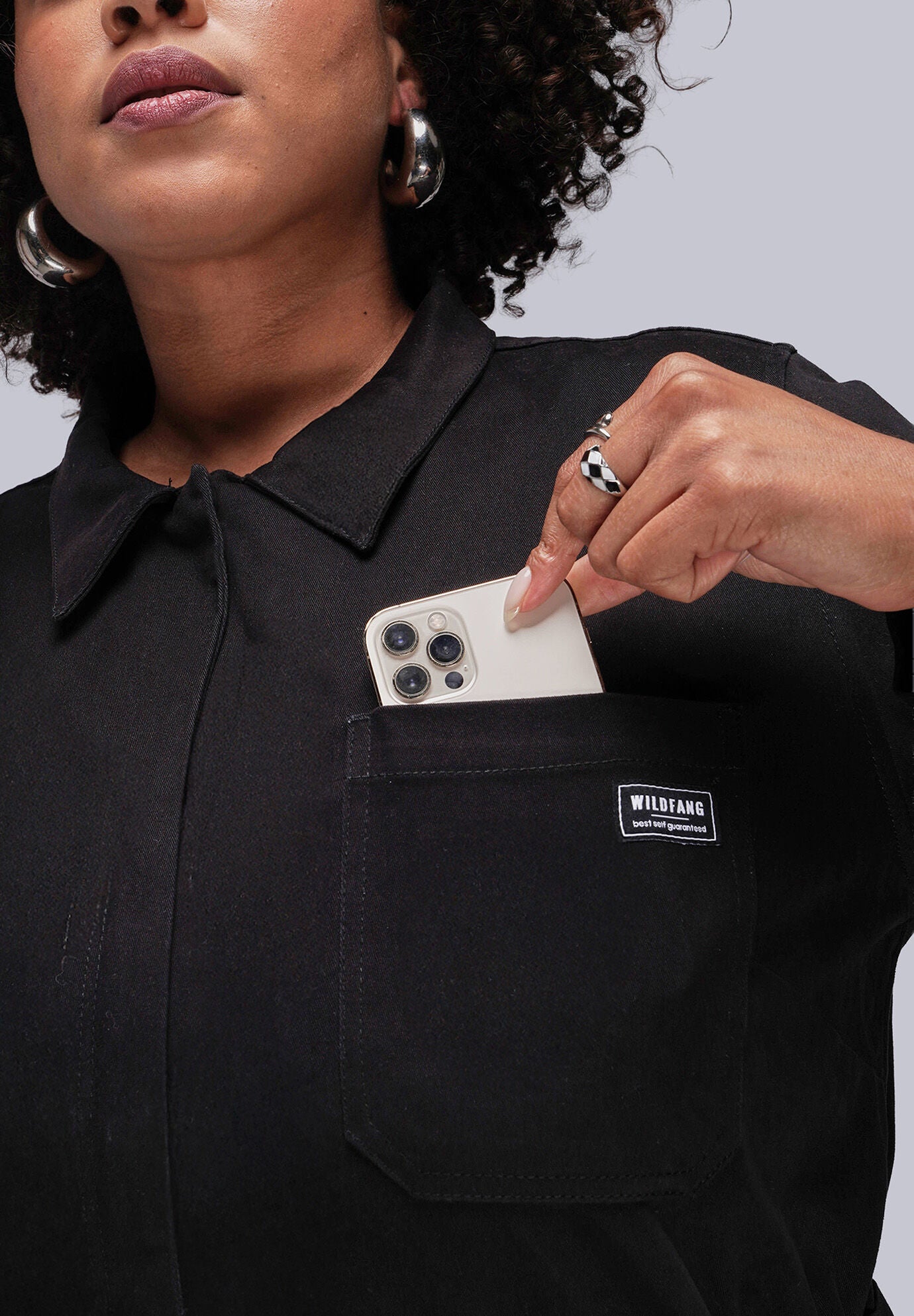 The Essential Long Sleeve High Waisted Coverall, BLACK / Black, alternate image number 3