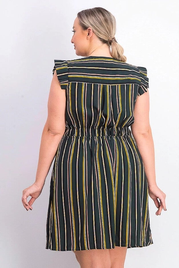 Monteau Women's Plus Size Ruffle-Sleeve Fit & Flare Dress Green Size 1X | Dia & Co Monteau Women's Plus Size Ruffle-Sleeve Fit & Flare Dress Green Size 1X | Dia & Co