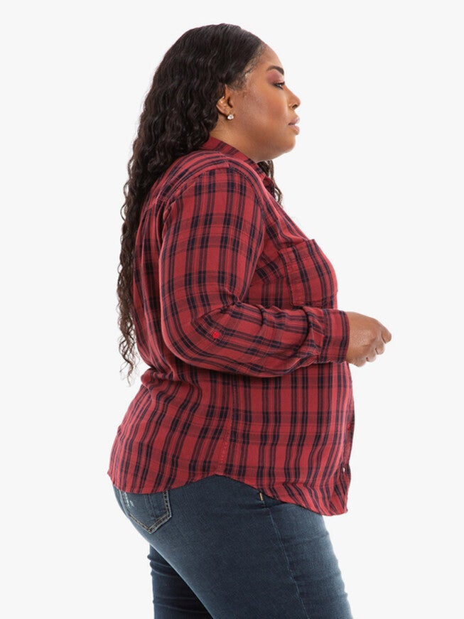 Plaid Western Shirt, BURGUNDY / Burgundy, alternate image number 2