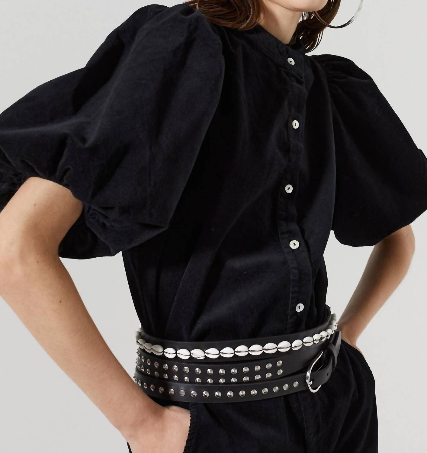 BUBBLE CORDUROY SHIRT IN BLACK, , alternate image number 4
