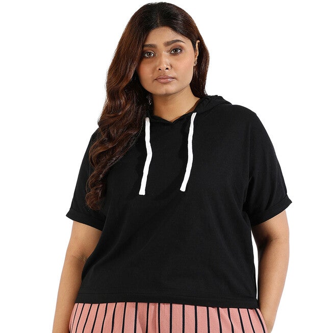 Black Crop Sweatshirt, Black / Black, hi-res image number 0