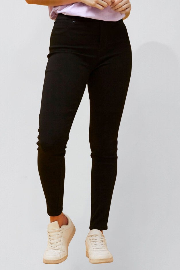 Sandra Black Stretch Skinny Pants Pull-On Jegging Style, BLACK / Black, hi-res image number 0