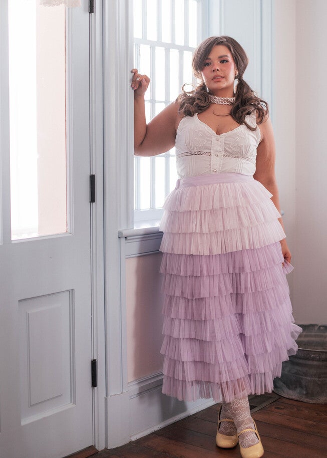 Falling Petals Skirt, Purple / Purple, alternate image number null