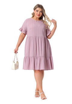 Summer Ruffle Short Sleeve Tiered Midi Dress