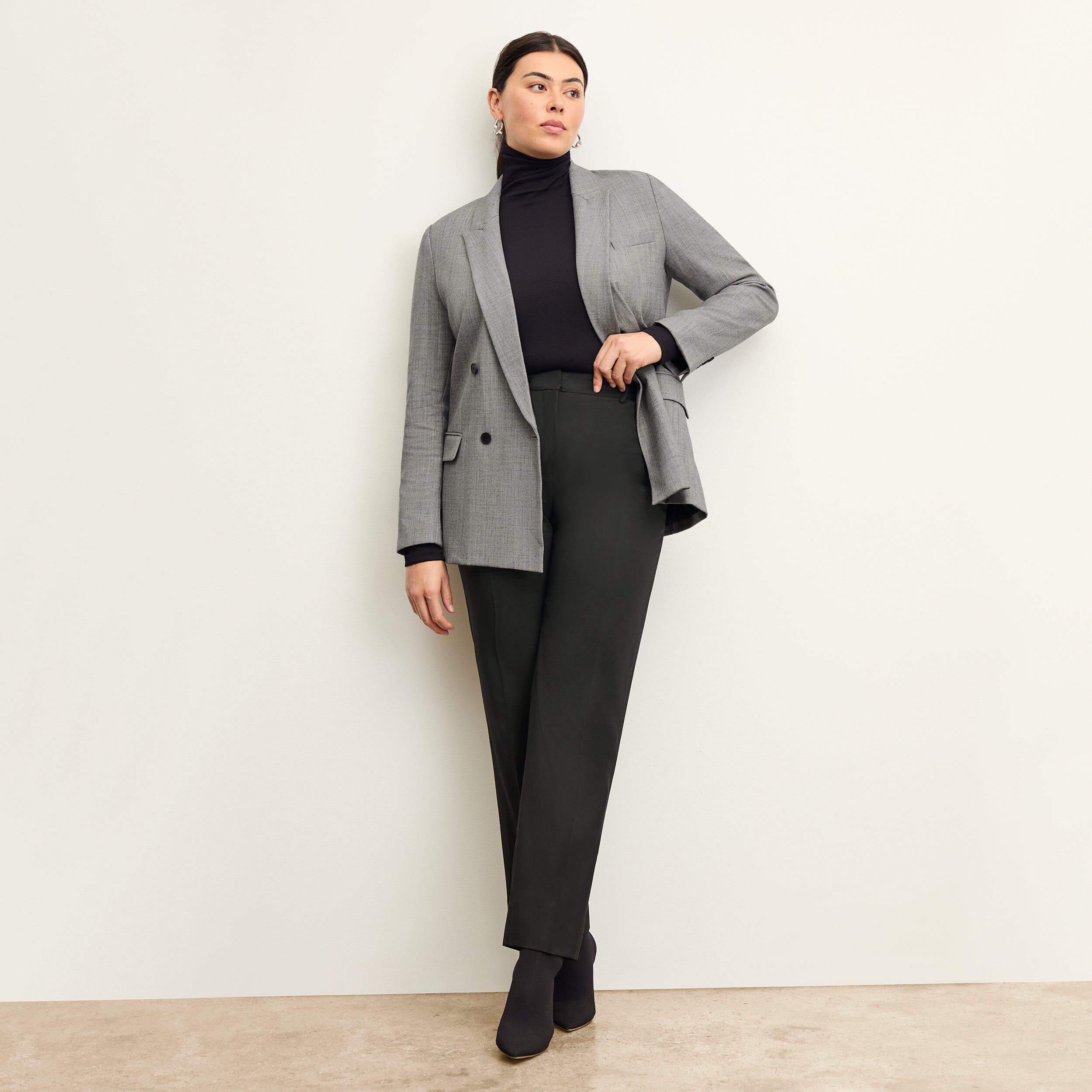 Axam Layering Turtleneck - Ribbed Pima Cotton, Black / Black, alternate image number 5