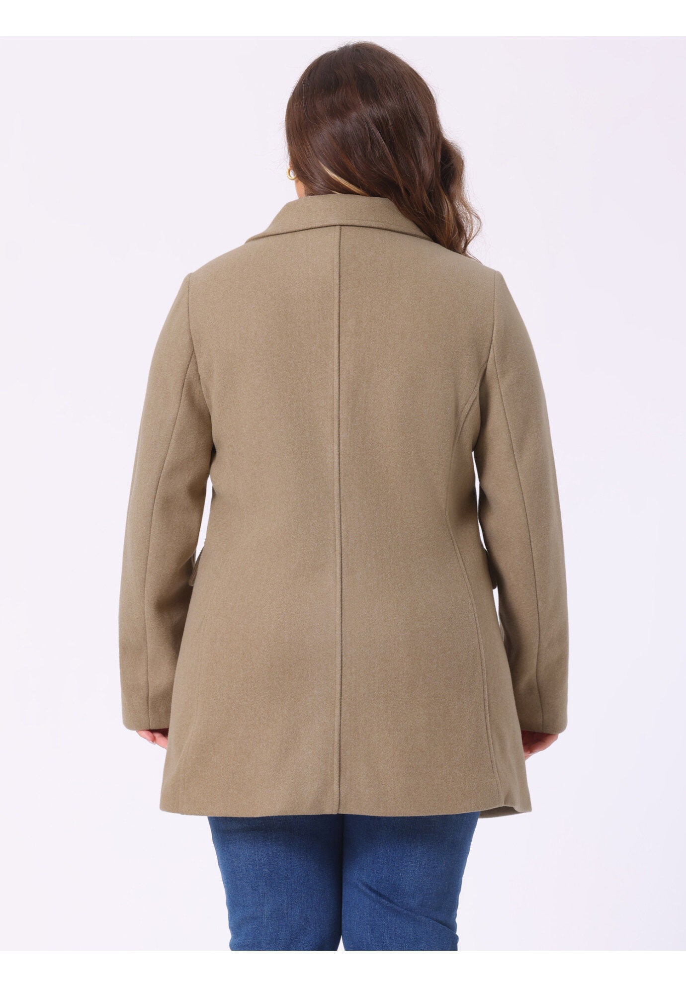 NOTCHED LAPEL DOUBLE BREASTED COAT, Light Brown / Brown, alternate image number 3