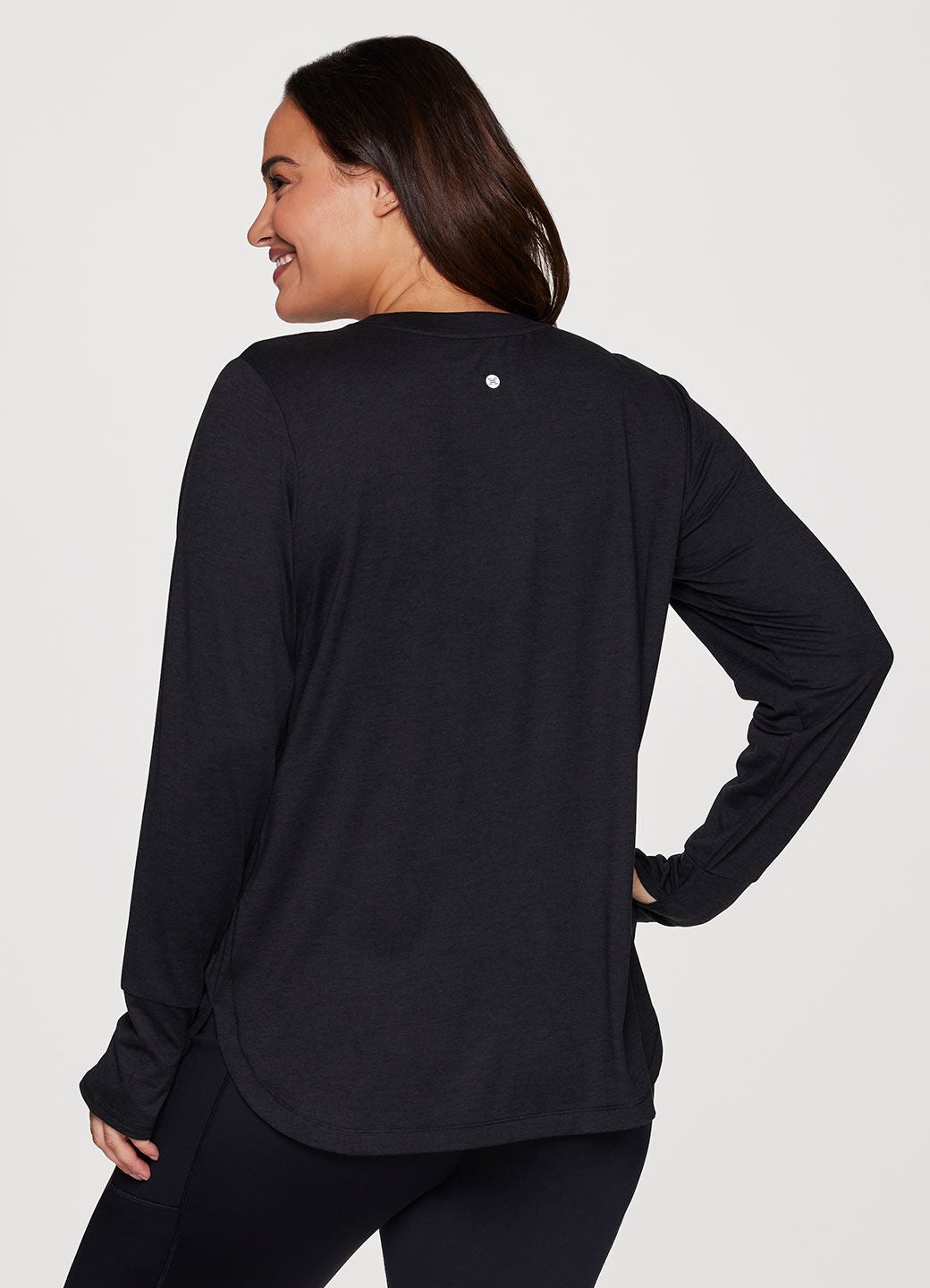 Studio Practice Long Sleeve Tunic Tee, Black Heather / Black, alternate image number 1