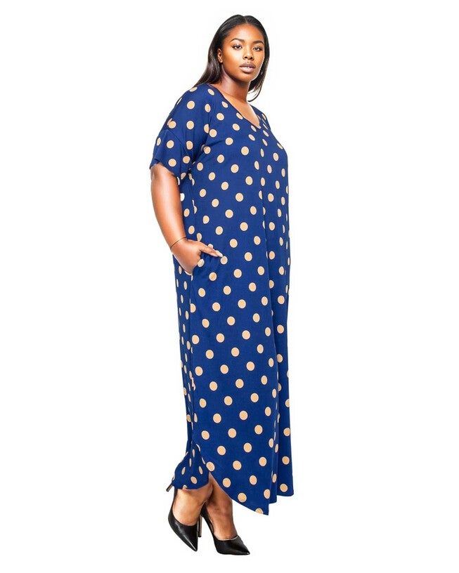 MONICA POLKA DOT DRESS, Navy Taupe / Navy, alternate image number 2