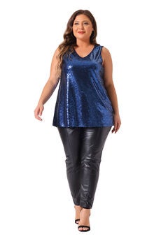 Sleeveless Glitter Sequin Vest Tank Top