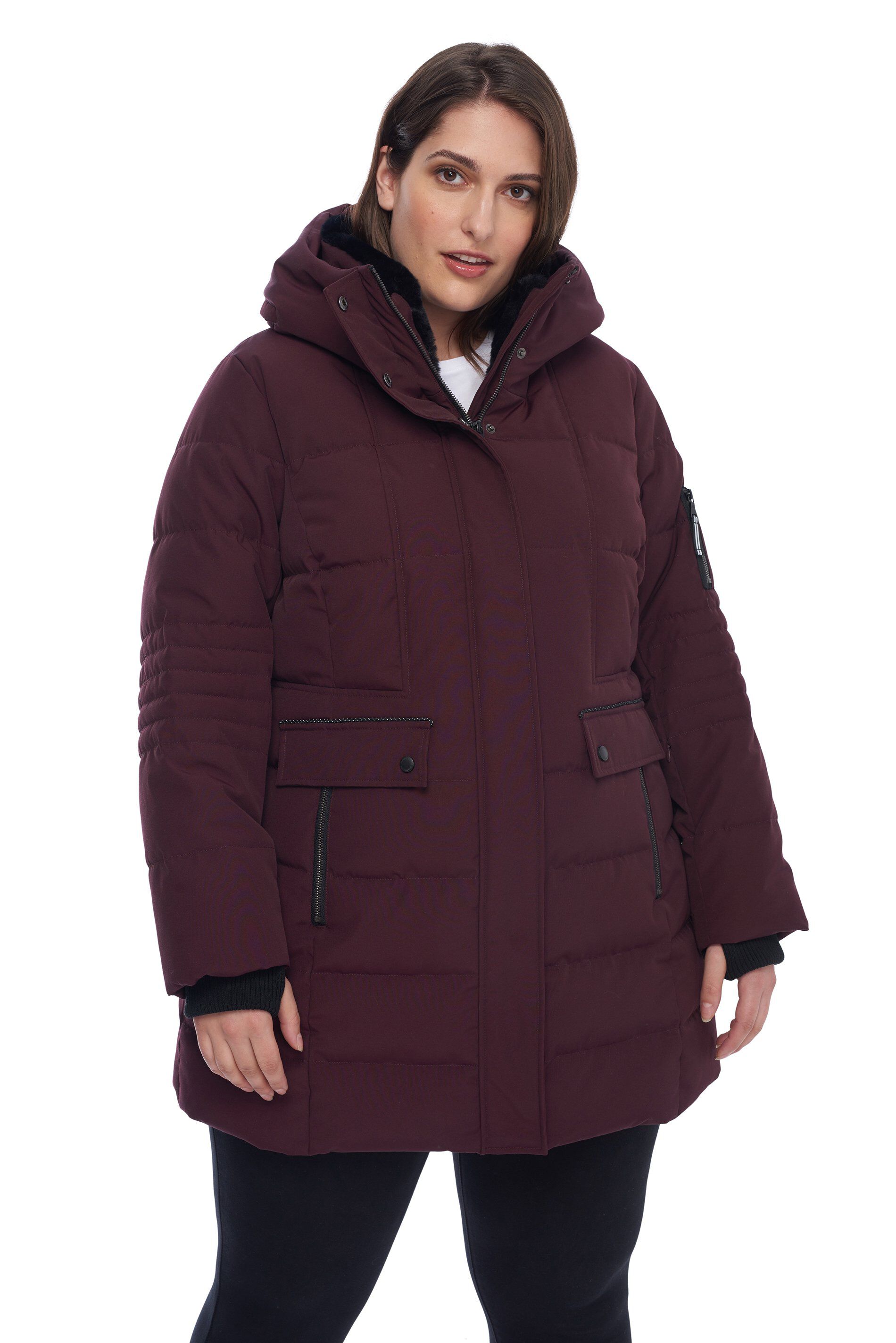 Women&#39;s Plus Size - KOOTNEY | Vegan Down Recycled Mid-Length Parka Coat, Grape / Purple, hi-res image number 0