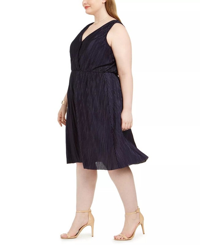 Love Squared Women's Plus Pleated Surplice Cocktail Dress Blue Size 1X, , alternate image number 5